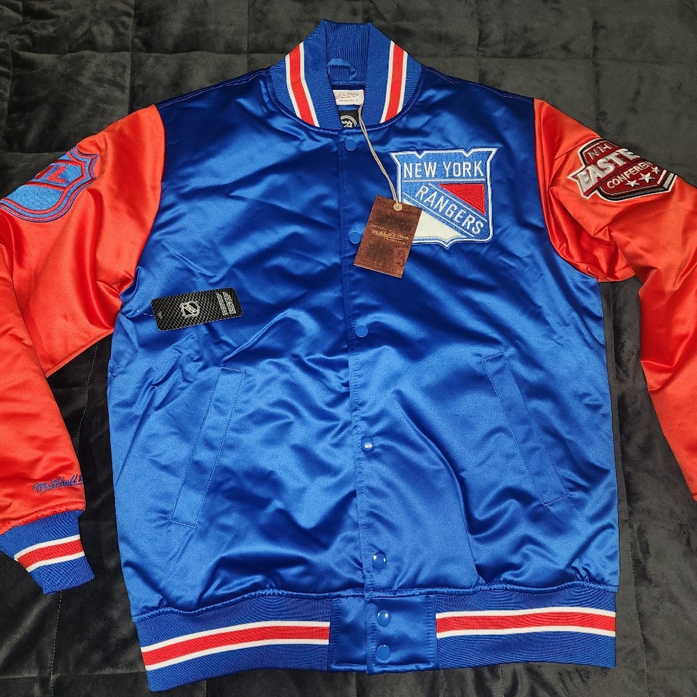 New York Rangers Blue Prime Time Heavyweight Satin Full-Snap Jacket Size M NWT